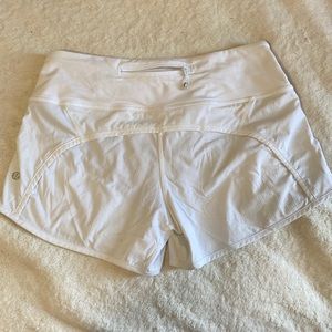 White Lululemon Speed Up 3” Shorts